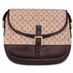 Louis Vuitton Mini Lin Monogram Flap Shoulder Bag Beige Red Y2K Vintage